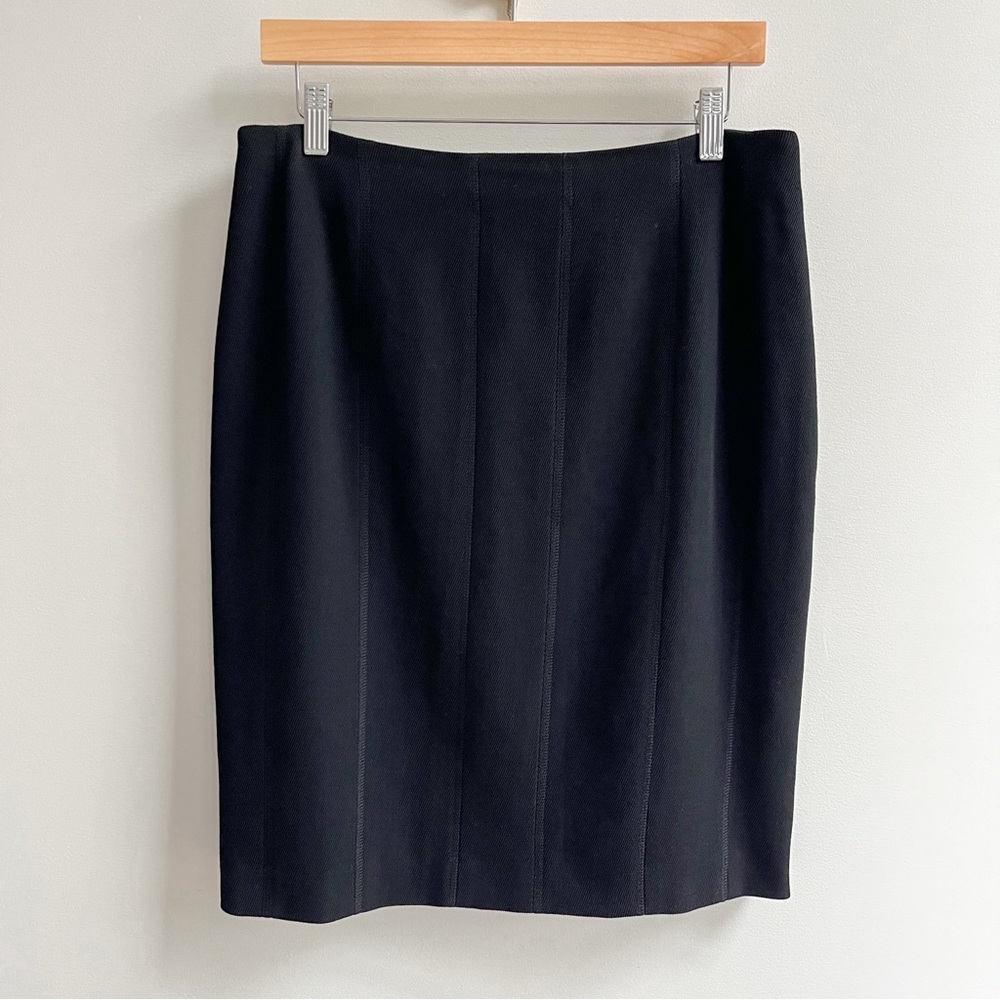 [akris punto] 100% wool textured panel double slit pencil skirt black 10